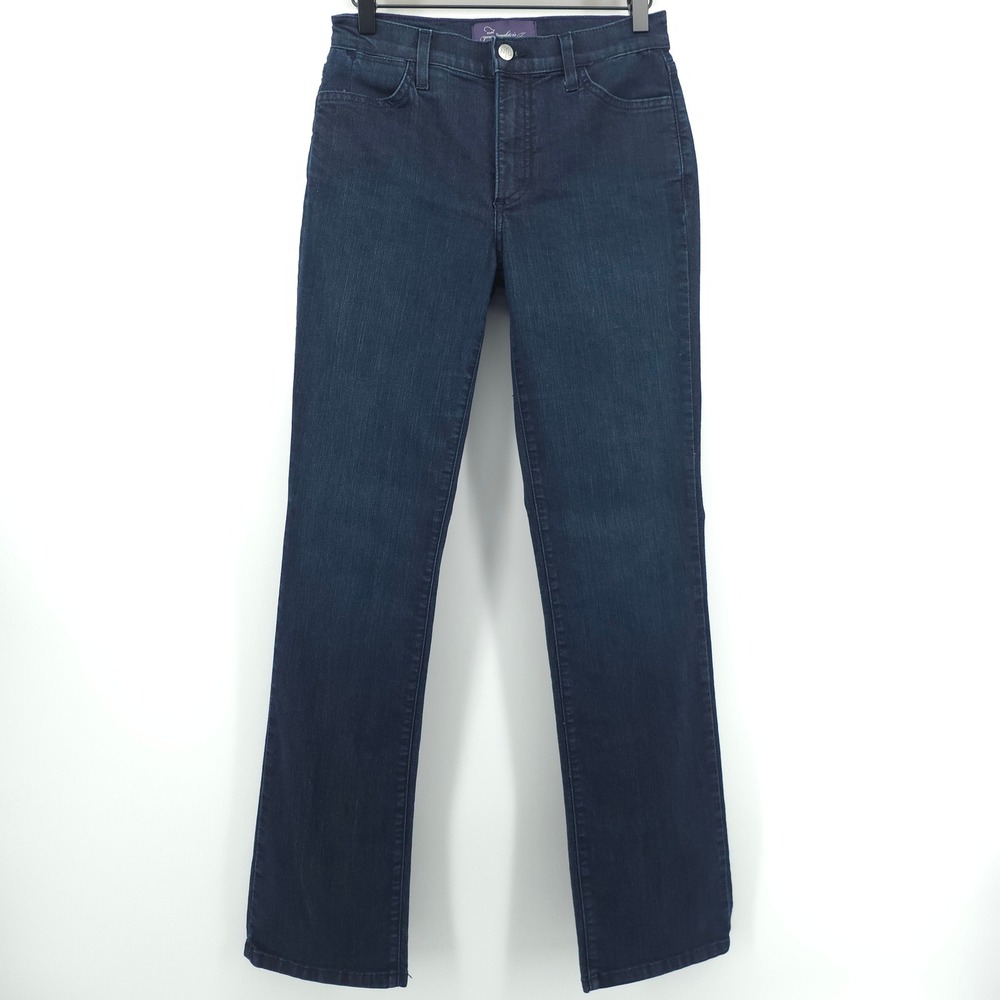 NYDJ Lift Tuck Women Straight Leg Jeans 6 Dark Wash Indigo Denim Slimming